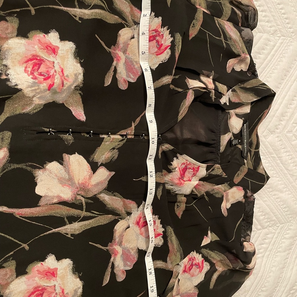 White House Black Market Black Floral Blouse - Picture 8 of 14